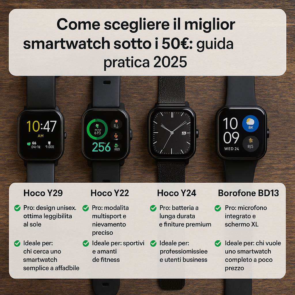 🕒 Come scegliere il miglior smartwatch sotto i 50€: guida pratica 2025