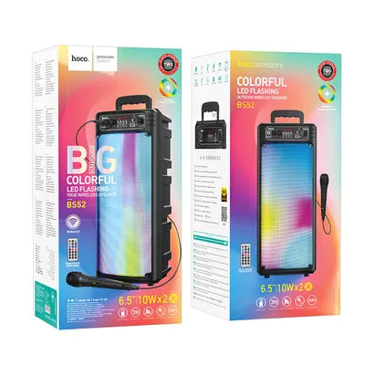 Set Karaoke Hoco BS52 Billowing – Altoparlante Wireless 20W + Microfono con Luci LED | Bluetooth 5.0, USB, TF, AUX e Radio FM