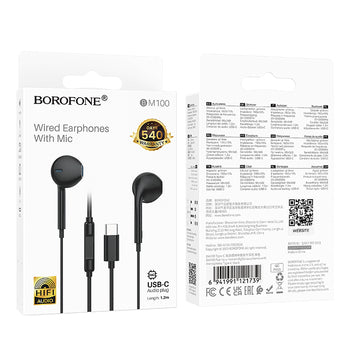Borofone BM100 Fuente – Auricolari Cablati con Microfono e Connettore Type-C DAC 