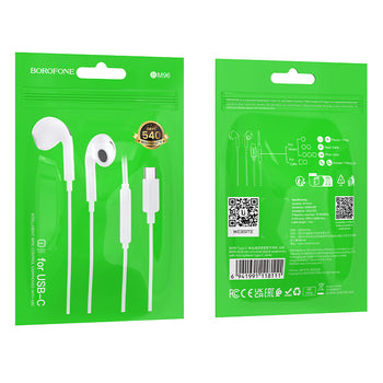 Auricolari Borofone BM96 Brilliant con microfono Tipo C (DAC) bianchi