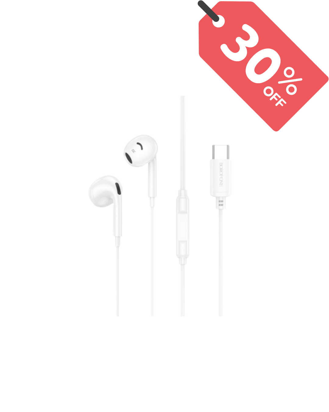 Auricolari Borofone BM96 Brilliant con microfono Tipo C (DAC) bianchi