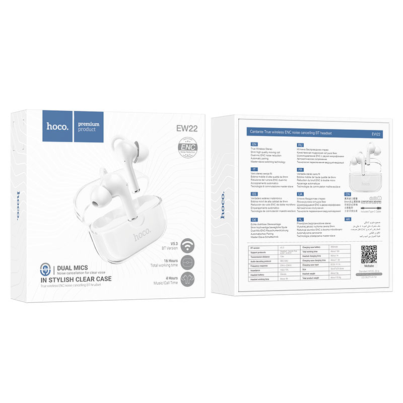 EOL HOCO Auricolari bluetooth TWS EW22 Cantane True ENC (riduzione del rumore)