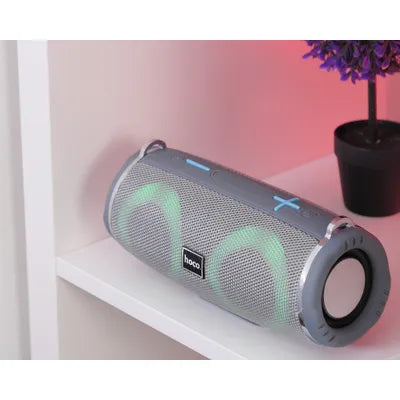 مكبر صوت محمول بتقنية البلوتوث من هوكو HC12 - 2 × 5 وات، إضاءة LED RGB، بطارية 1200 مللي أمبير/ساعة - أخضر مموه