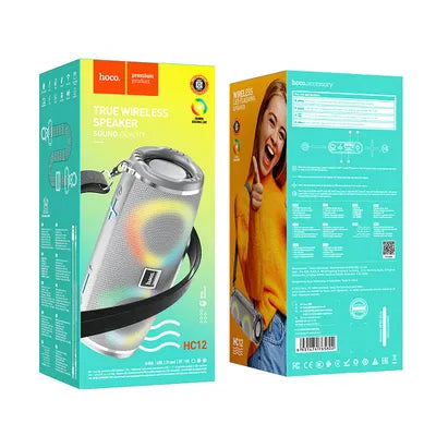 مكبر صوت محمول بتقنية البلوتوث من هوكو HC12 - 2 × 5 وات، إضاءة LED RGB، بطارية 1200 مللي أمبير/ساعة - أخضر مموه