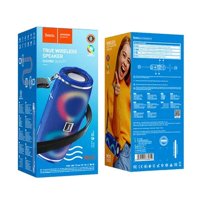 مكبر صوت محمول بتقنية البلوتوث من هوكو HC12 - 2 × 5 وات، إضاءة LED RGB، بطارية 1200 مللي أمبير/ساعة - أخضر مموه