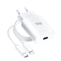 Caricabatterie per telefono Blue Star USB C QC4.0 PD 3A 18W + cavo USB C a Lightning TFK-TC-1099C bianco