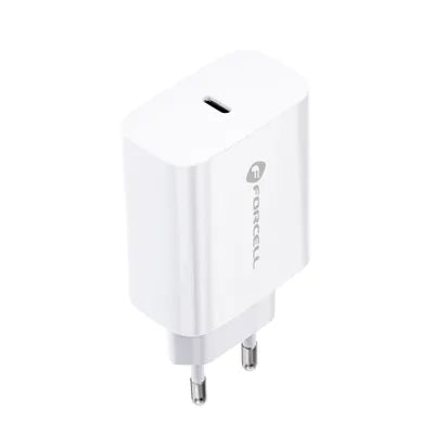 Caricabatterie Forcell F-Energy USB C QC4.0 PD 3A 20W per telefono + cavo USB C a Lightning TFK-TC-20WPD bianco