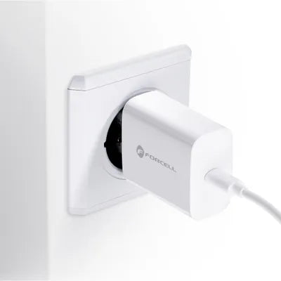 Caricabatterie Forcell F-Energy USB C QC4.0 PD 3A 20W per telefono + cavo USB C a Lightning TFK-TC-20WPD bianco