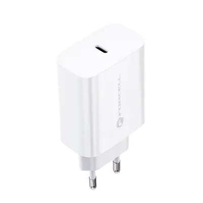 Caricabatterie Forcell F-Energy USB C QC4.0 PD 3A 20W per telefono + cavo USB C a Lightning TFK-TC-20WPD bianco