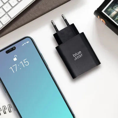 Caricabatterie per telefono Blue Star USB C + USB A QC4.0 PD 3A 25W TFB-TC-25WPD Nero