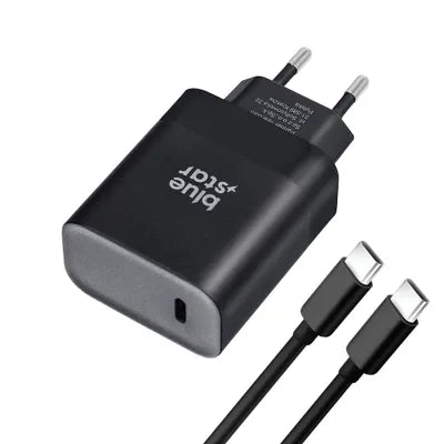 Caricabatterie per telefono Blue Star USB C QC4.0 PD 3A 45W + cavo USB C a USB C TFB-TC-45WPD nero