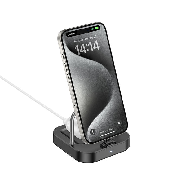Hoco CQ16B – Caricabatterie 2-in-1 Wireless Magnetic 15W Fast Charge – Nero