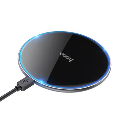 Caricabatterie Wireless Hoco CW6 Pro 15W – Design Premium in Alluminio con Illuminazione LED Laterale | Compatibile Apple & Qi