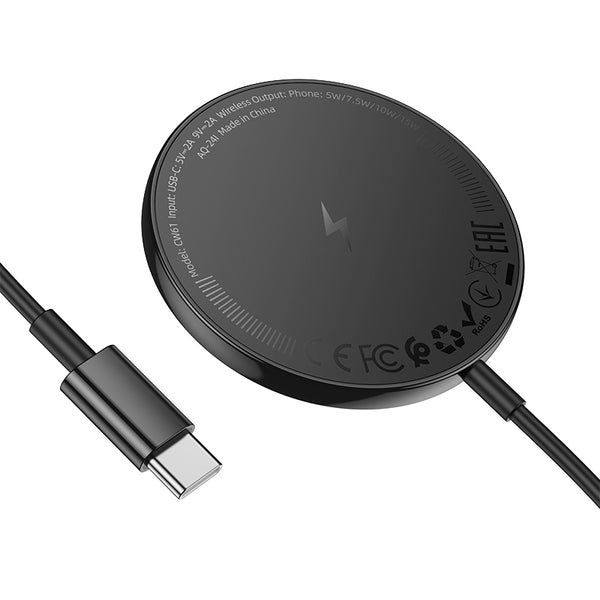 Hoco CW61 – Caricabatterie Wireless Magnetic 15W Fast Charge – Nero