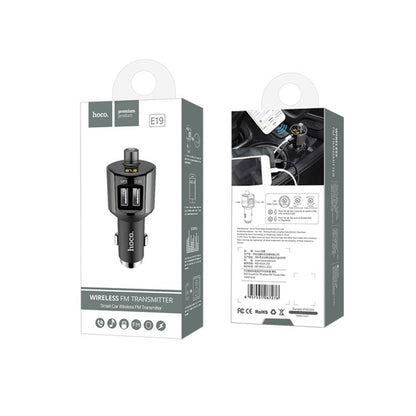 HOCO E19 Smart – Trasmettitore FM Wireless per Auto con Doppia Porta USB 2.4A