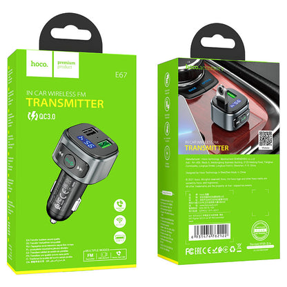 Caricabatteria da Auto HOCO E67 Fighter | QC3.0 18 W + Trasmettitore FM Wireless