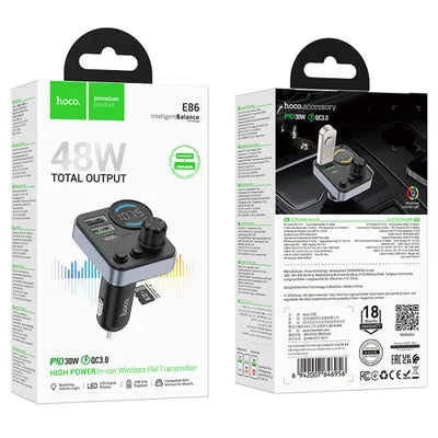 HOCO E86 – Car Transmitter FM Bluetooth 48W con Ricarica Rapida PD
