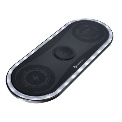 Caricabatterie wireless FORCELL F-ENERGY Ellipse 3 in 1 compatibile con Apple Qi QC 15W nero