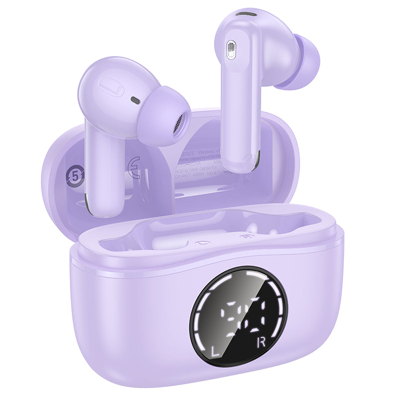 Hoco Cuffie Wireless EQ22 con custodia di ricarica (BT v5.4) Riduzione del rumore ENC + ANC - Taro Purple