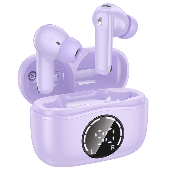 Hoco Cuffie Wireless EQ22 con custodia di ricarica (BT v5.4) Riduzione del rumore ENC + ANC - Taro Purple