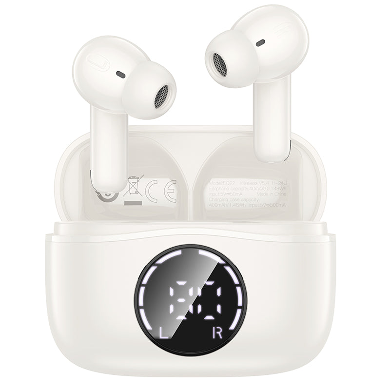 Hoco Cuffie Wireless EQ22 con custodia di ricarica (BT v5.4) Riduzione del rumore ENC + ANC - Cloudy White