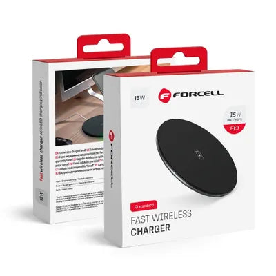 Caricabatterie wireless rapido FORCELL F-ENERGY Qi QC 15W nero