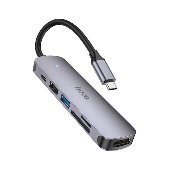 Hoco HB28 – Hub Type-C (HDMI+PD+USB3.0+USB2.0+SD+TF) per trasferimento dati