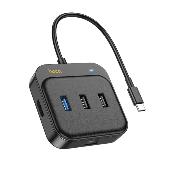 Hoco HB37 – Adattatore Multiporte 6 in 1 Type-C (HDTV+RJ45+USB3.0+USB2.0*2+PD100W)