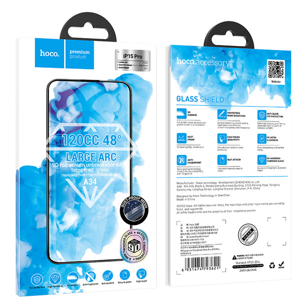 Hoco Vetro temperato A34 9D Anti-impronta Full Screen per iPhone