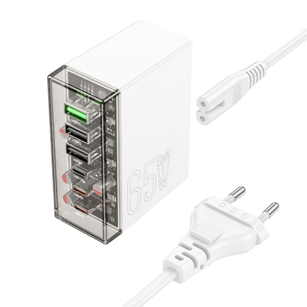 Hoco N36 Caricabatterie GaN 6 porte: 3XUSB-C + 3XUSB-A – Bianco