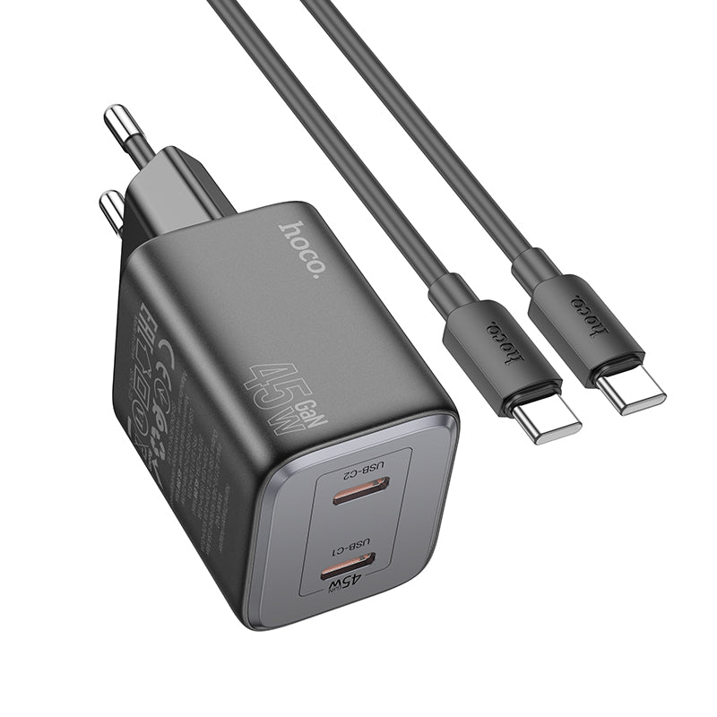 Hoco N42 – Caricabatterie 2XUSB-C 45W con cavo Type-C to Type-C