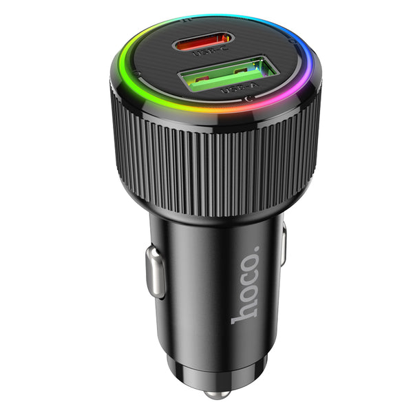 Hoco NZ14A – Caricabatterie da auto USB-C PD 38W + USB QC3.0 – Nero