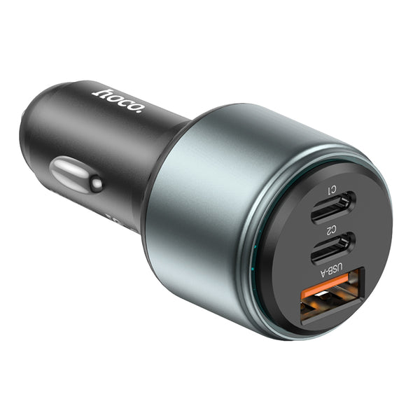 Hoco NZ9 – Caricabatterie da auto 2XUSB-C PD 95W + USB QC3.0 – Nero