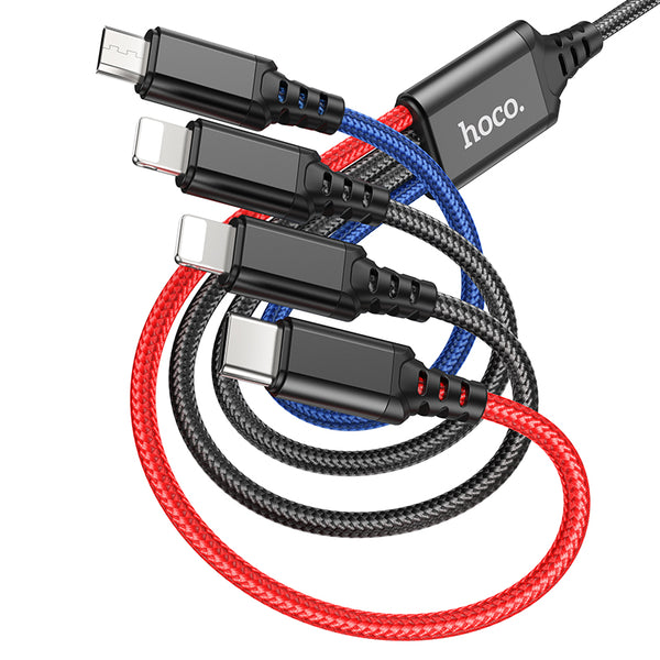 Hoco Cavo Ricarica X76 4-in-1 2X Lightning + Micro-USB + Type-C