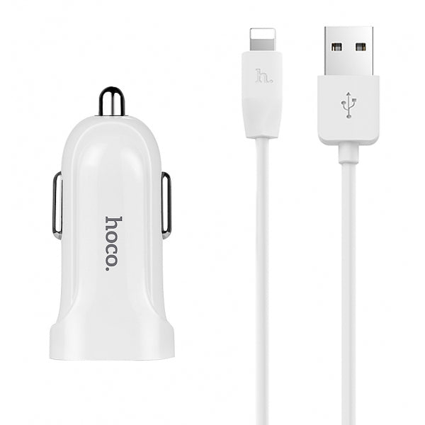 Hoco Z2 – Caricabatterie da auto USB 1.5A con cavo Lightning – Bianco
