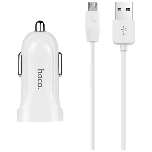 Hoco Z2 – Caricabatterie da auto USB 1.5A con cavo Micro-USB – Bianco