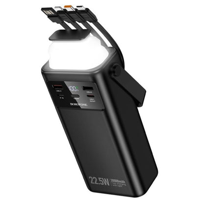 Power Bank J65A Borofone BJ65A 50.000 mAh – 4 Cavi Integrati, Ricarica Rapida 22,5 W QC3.0 + 20 W PD, Display LED e Torcia