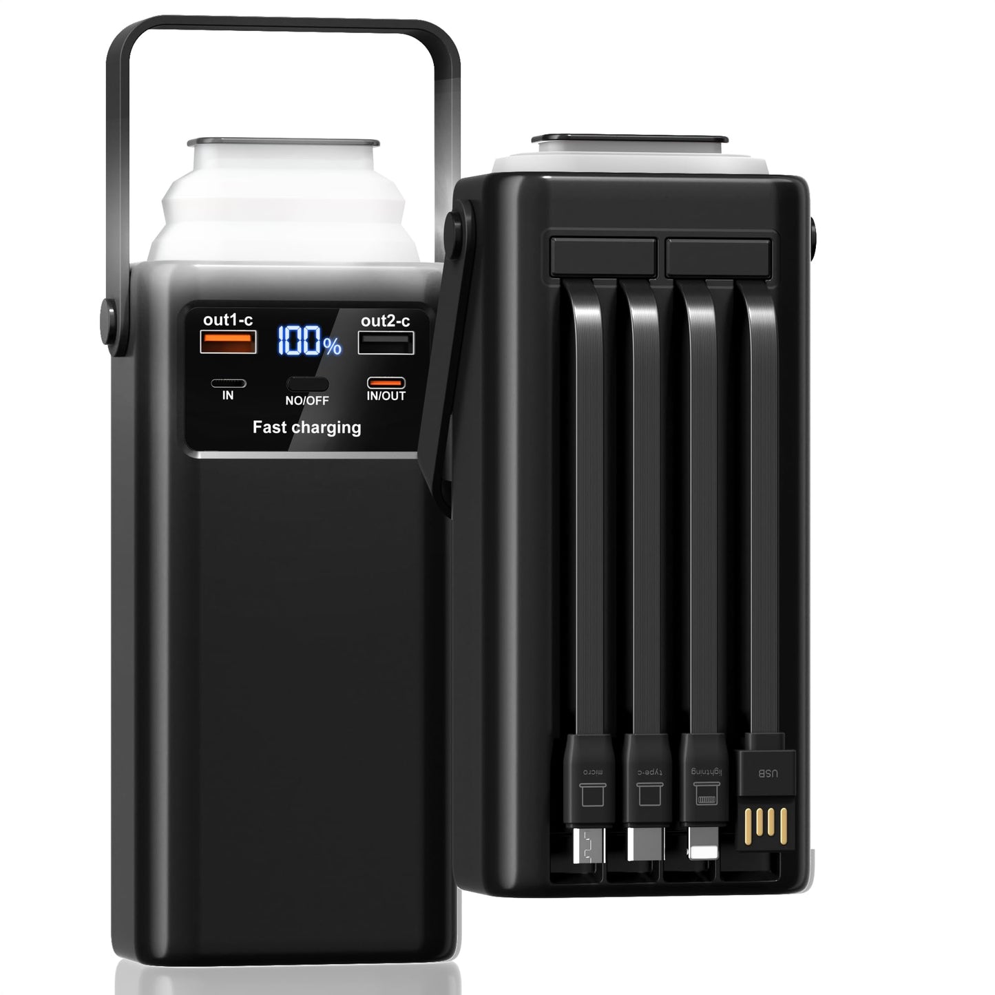 Power Bank J65A Borofone BJ65A 50.000 mAh – 4 Cavi Integrati, Ricarica Rapida 22,5 W QC3.0 + 20 W PD, Display LED e Torcia