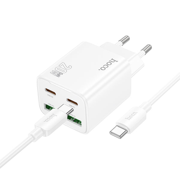 Hoco N55 – Caricabatterie 2 x USB-C 20W + 2 x USB-A con cavo Type-C to Type-C