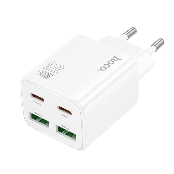 Hoco N55 – Caricabatterie 2 x USB-C 20W + 2 x USB-A – Bianco