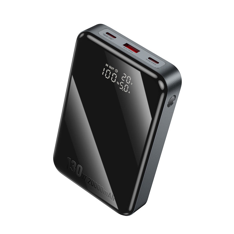 Hoco Power Bank Q30A Fast Charge 20000mAh PD Type-C 130W e USB-A 22.5W QC con Display Digitale Led – Grigio metallo