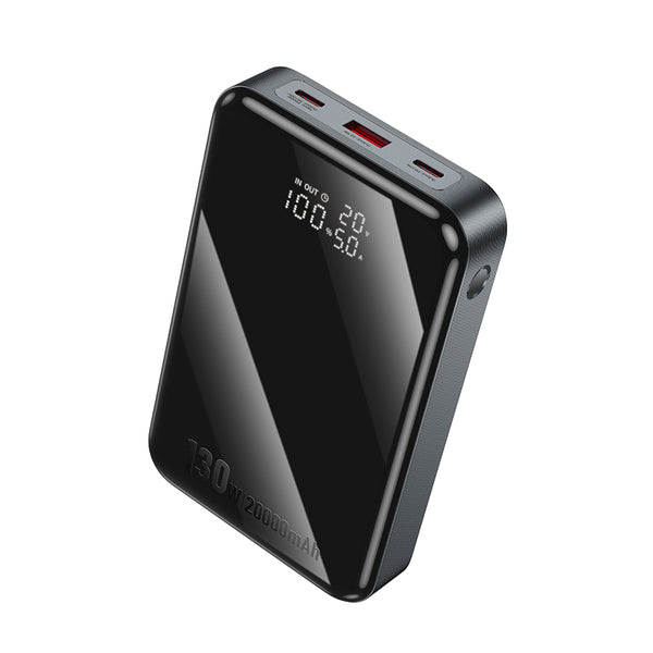 Hoco Power Bank Q30A Fast Charge 20000mAh PD Type-C 130W e USB-A 22.5W QC con Display Digitale Led – Grigio metallo