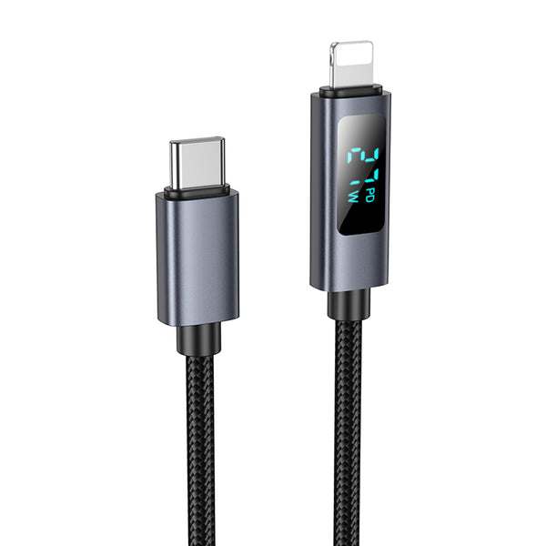 Hoco Cavo Dati X112 con display di ricarica Fast Charge 27W Type-C to Lightning – Nero