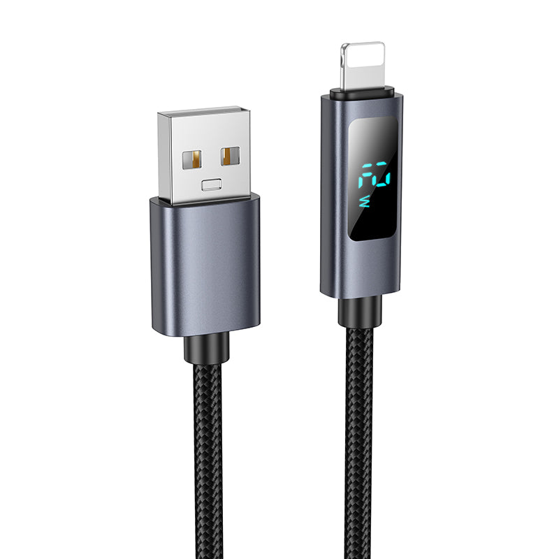 Hoco Cavo Dati X112 con display di ricarica Fast Charge 2.4A Lightning – Nero