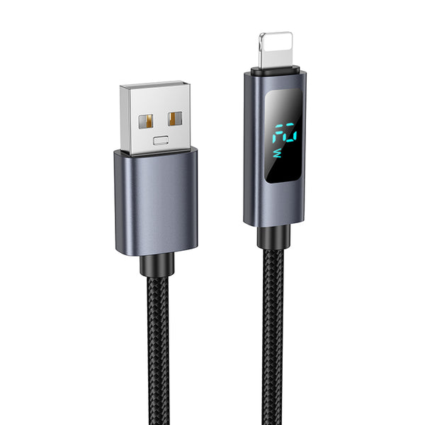 Hoco Cavo Dati X112 con display di ricarica Fast Charge 2.4A Lightning – Nero