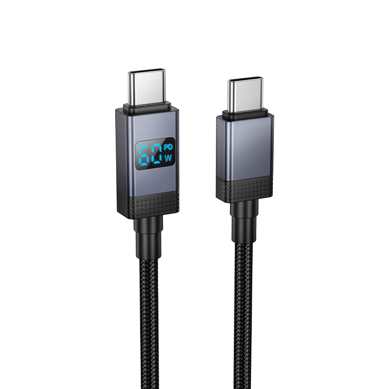 Hoco Cavo Dati X118 con display di ricarica Fast Charge 60W Type-C to Type-C – Nero