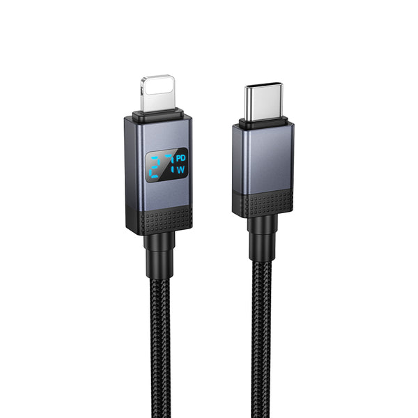 Hoco Cavo Dati X118 con display di ricarica Fast Charge 27W Type-C to Lightning – Nero