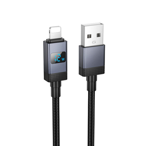 Hoco Cavo Dati X118 con display di ricarica Fast Charge 2.4A Lightning – Nero