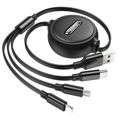 Cavo 3 in 1 da USB A a Lightning / Micro USB / USB C Hoco 2A 1 m X75 nero