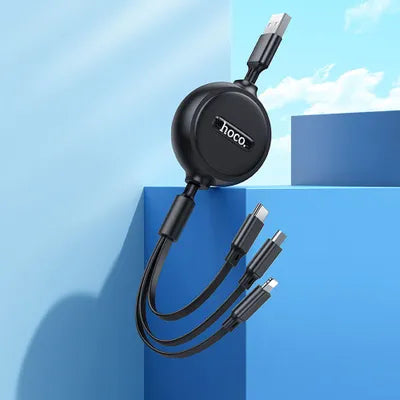 Cavo 3 in 1 da USB A a Lightning / Micro USB / USB C Hoco 2A 1 m X75 nero